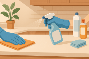 stappenplan voor het desinfecteren van je aanrechtblad