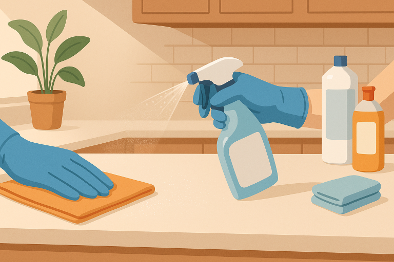 stappenplan voor het desinfecteren van je aanrechtblad