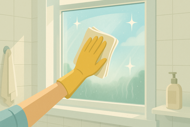 stappenplan voor het schoonmaken van een badkamerraam