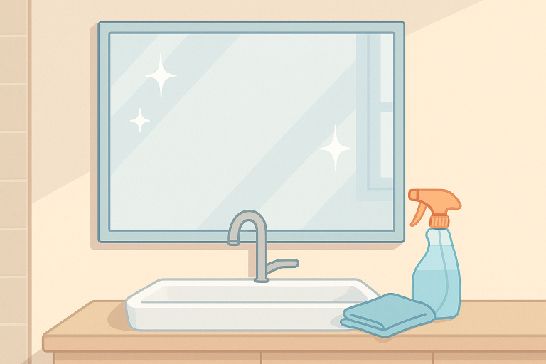 hoe maak je een spiegel in de badkamer zonder strepen schoon