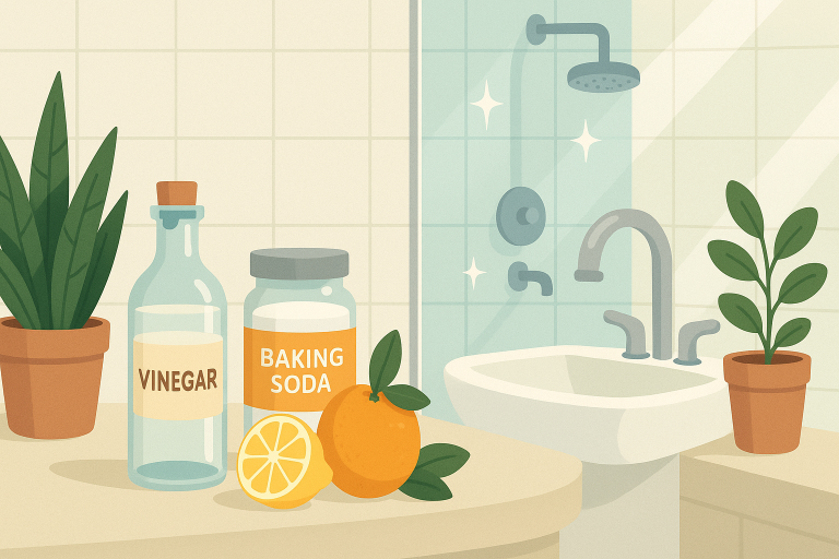 hoe houd je de badkamer fris zonder chemische middelen