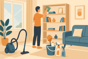 Woonkamer schoonmaken