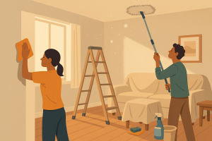 woonkamer schoonmaken: zo pak je het plafond en de muren aan