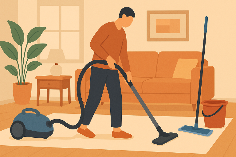 effectief stofzuigen en dweilen in de woonkamer: zo doe je dat